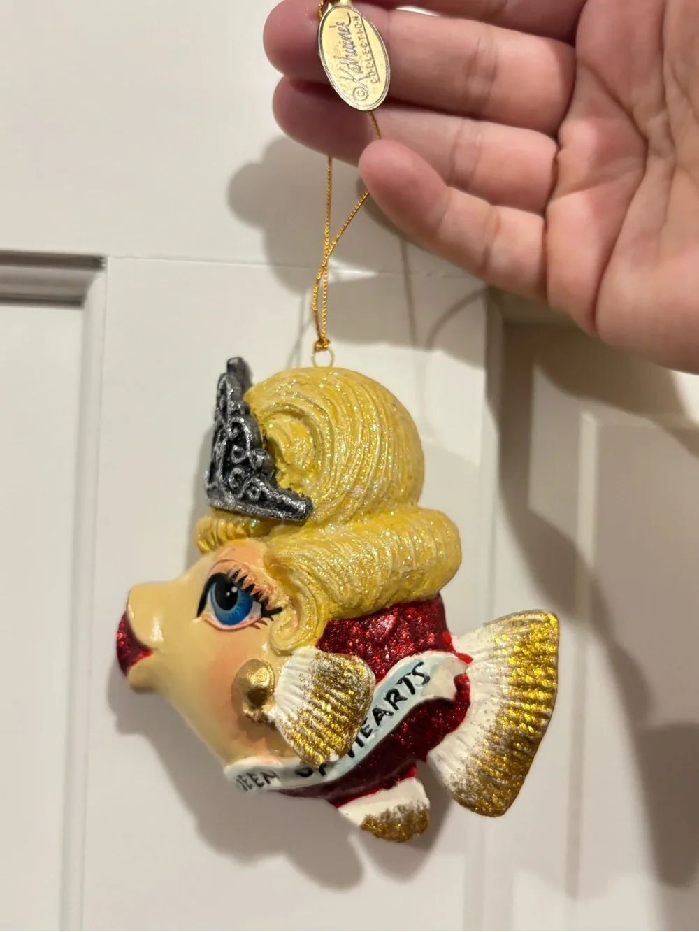 Katherine’s Collection Queen of Hearts Fish Christmas Ornament Glitter Crown